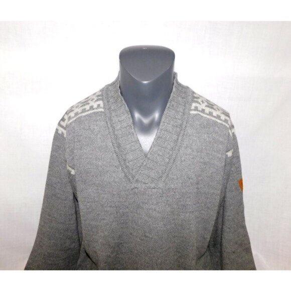 Dale of Norway XXL Gray Wool Fair Isle V neck Ski Sweater 2015 Norwegian Team - Picture 8 of 16